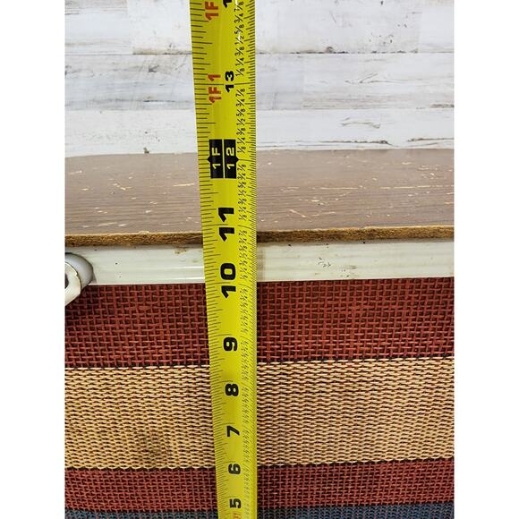 Vintage Red White Blue REDMON Woven Picnic Basket PATRIOTIC Americana Metal Hand - Picture 11 of 12